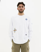 Load image into Gallery viewer, JOD 40.00 - Patches - White long sleeve {RAMALLAH, JAFFA, GAZA}