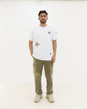 Load image into Gallery viewer, JOD 38.00 - Patches - White T-shirt {RAMALLAH, JAFFA, GAZA}