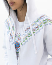 Load image into Gallery viewer, JOD 65.00 - Beersheba Cypresses Zip-up Hoodie - White {BIR ELSABE'}