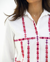 Load image into Gallery viewer, JOD 85.00 - Corset Flowers (white) Shirt {RAMALLAH}