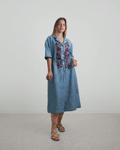 Load image into Gallery viewer, JOD 206.00 - Jouri Dress Linen Burghundy - {HEBRON}