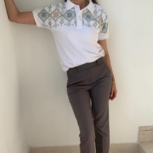 Load image into Gallery viewer, JOD 55.00 - Birds, Flowers, and Diamonds Polo {HEBRON}