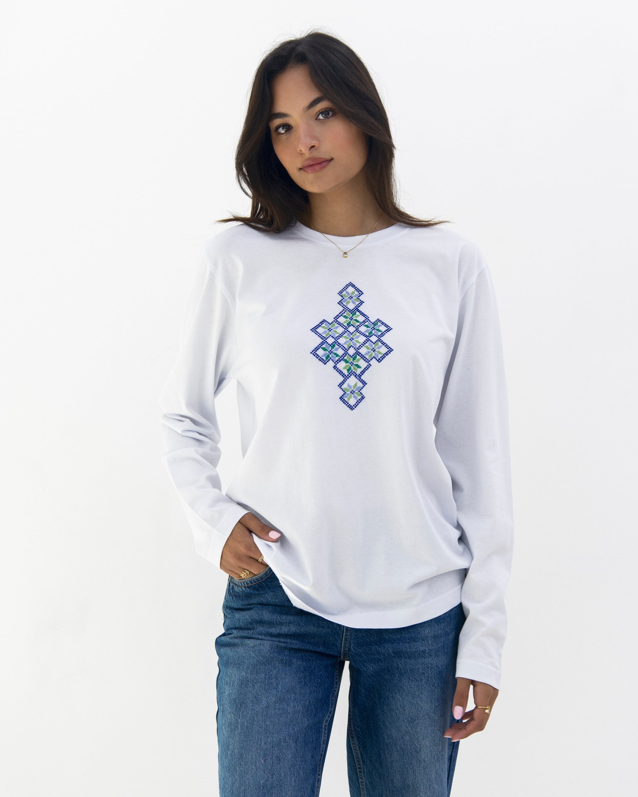 トップス DAIRIKU25SS Embroidary H-S rib shirt Beaded embroidery ribbed T-shirt | Twik | | Simons