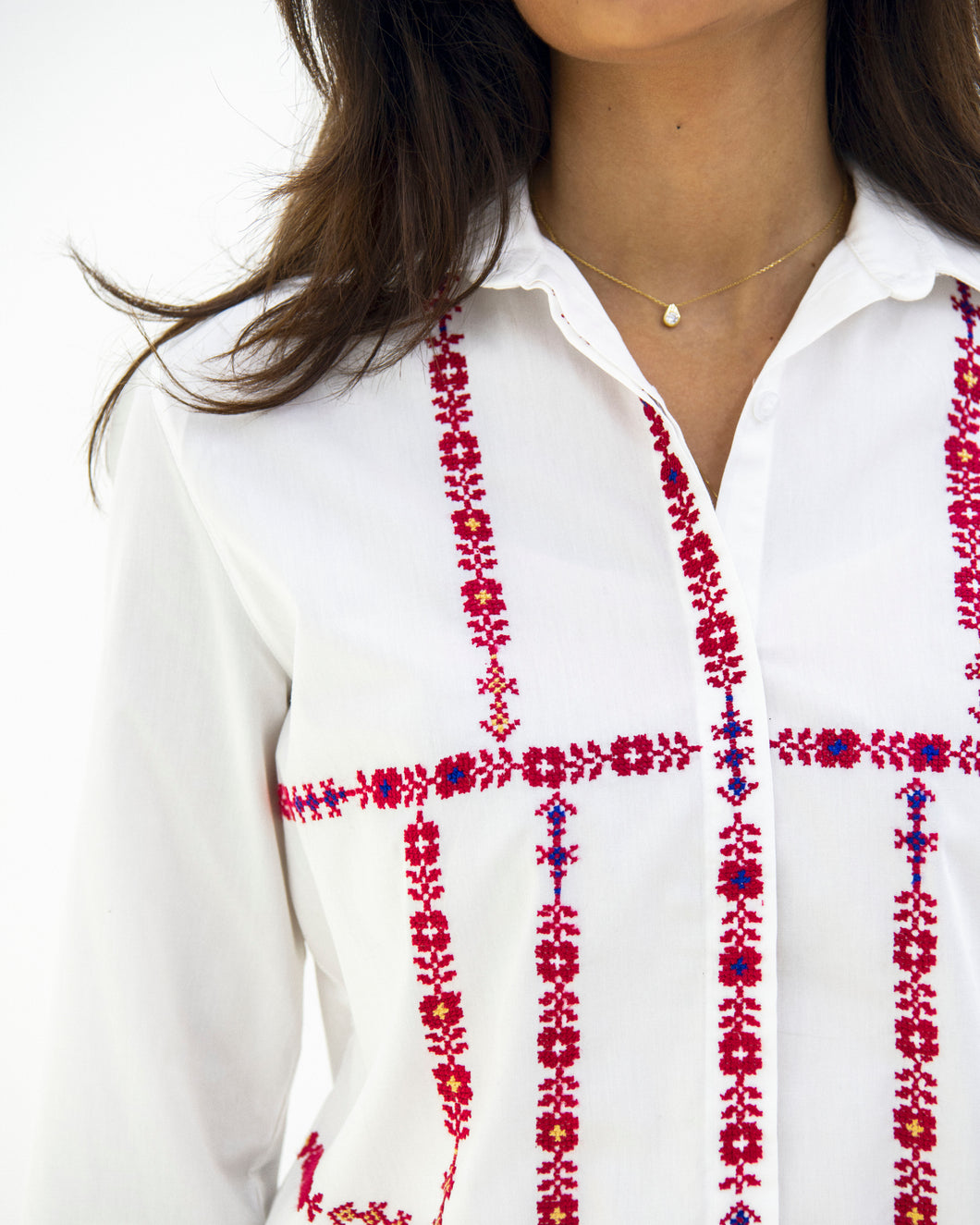 JOD 85.00 - Corset Flowers (white) Shirt {RAMALLAH}