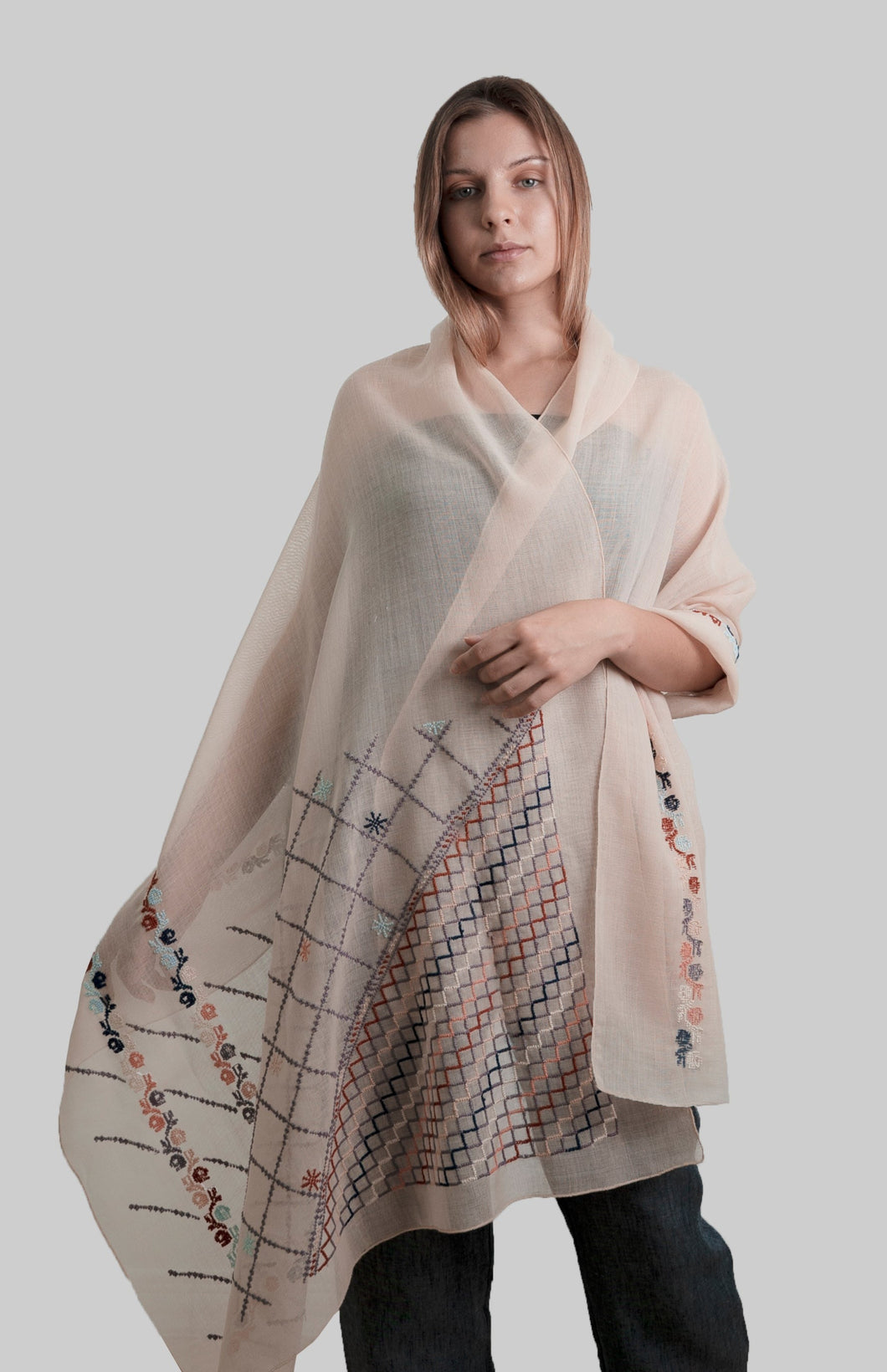 JOD 210.00 - 'Airy Fairy' Beige Shawl {JAFFA}