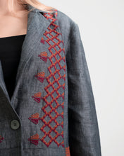 Load image into Gallery viewer, JOD 160.00 - Charcoal Linen Jacket {BIR EL SABE'}
